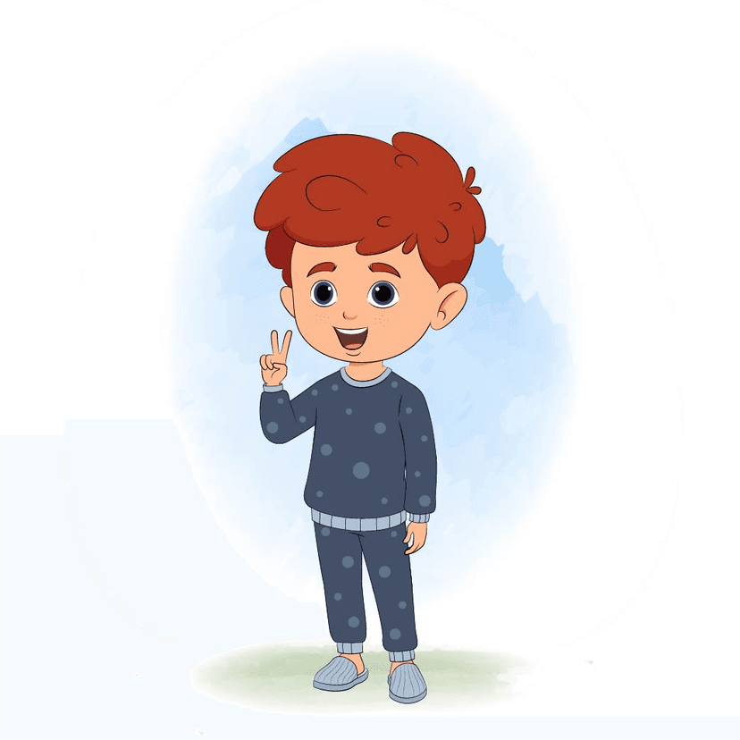 A red hair cartoon boy vector character art