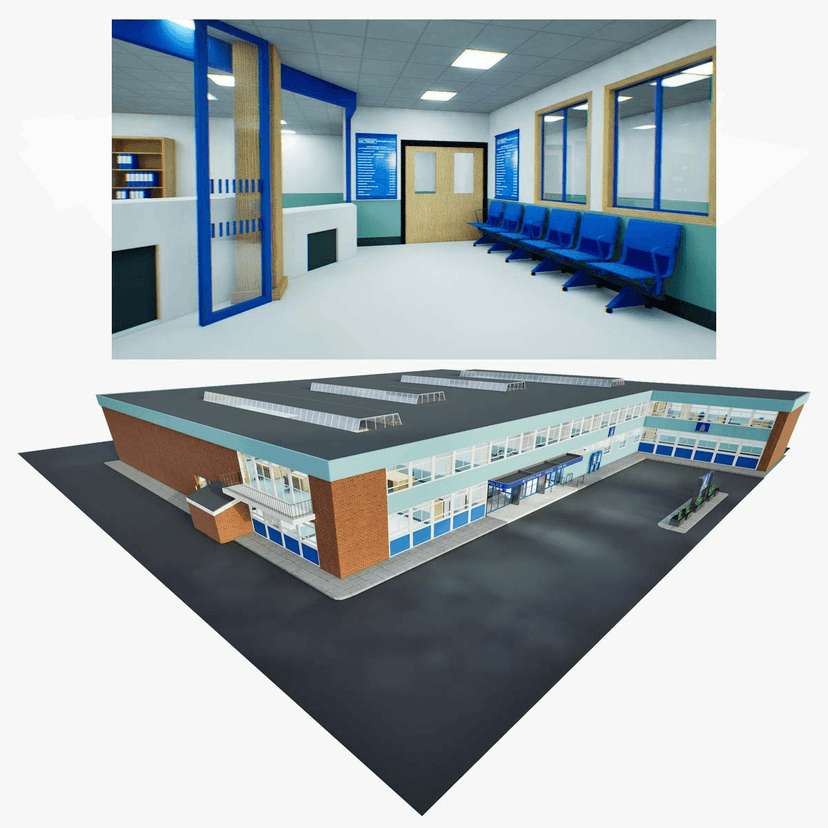 Sun Hill Police Station – Full 3D Interior & Exterior Model (2 Floors, V-Ray 7, Multiple Formats)